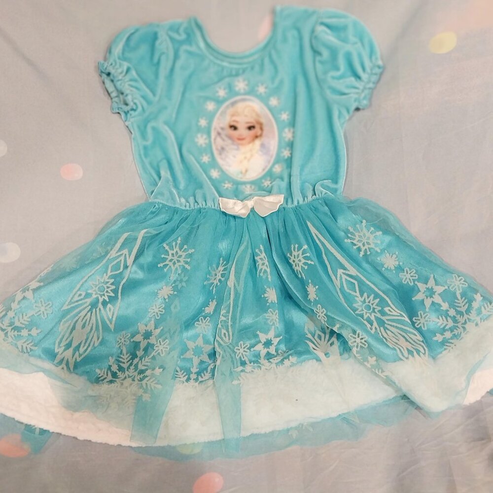 Frozen Blue Velvet Dress Size 5T